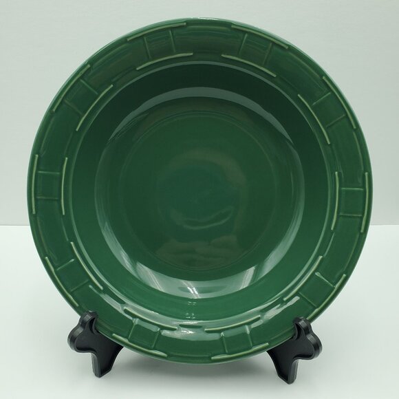 Longaberger Pottery Ivy Green 12" Pasta Serving Bowl Woven Traditions Dark Green - Picture 1 of 5